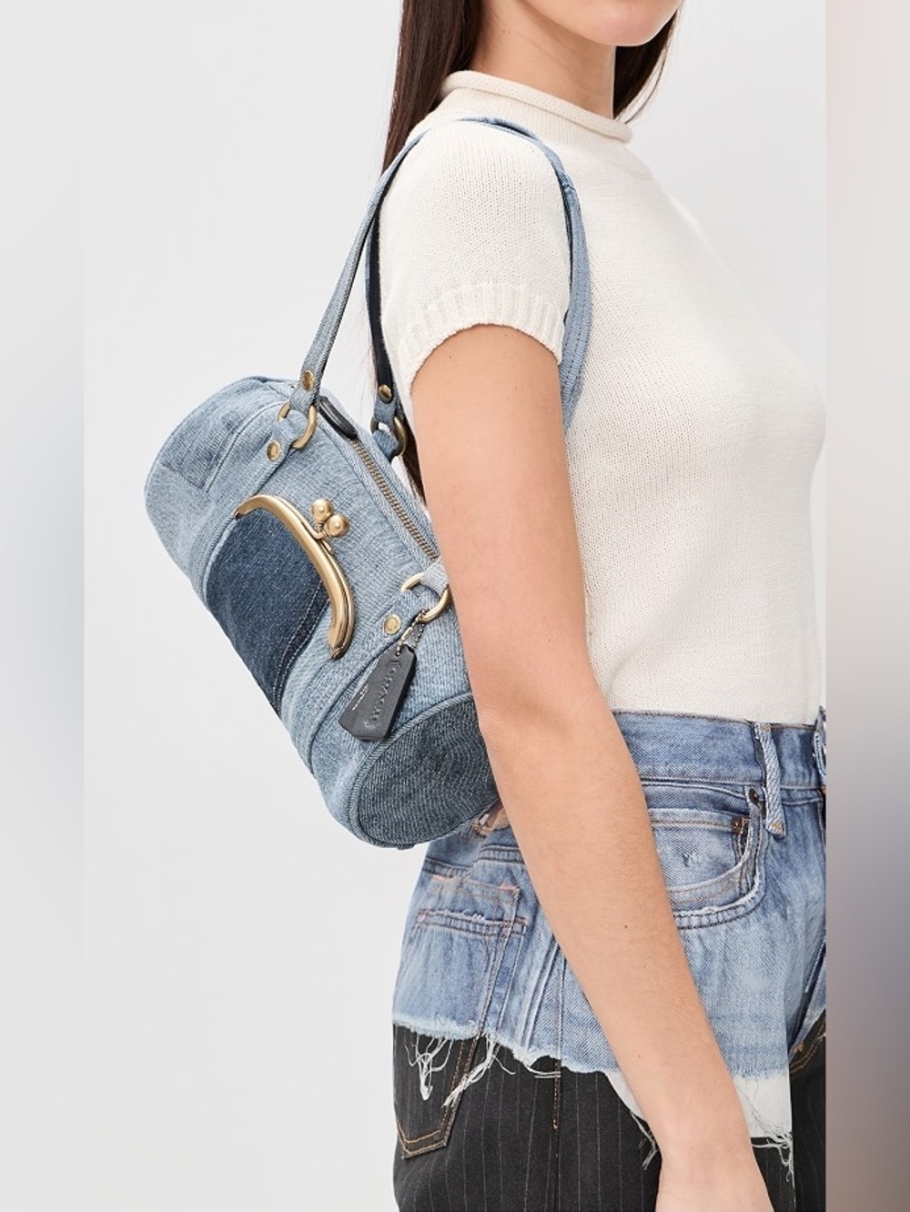 Coach Denim Kisslock Barrel Bag 28 - Picture 10 of 14